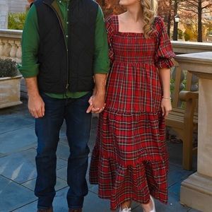 Red dress / Aura red multi plaid tartan holiday maxi